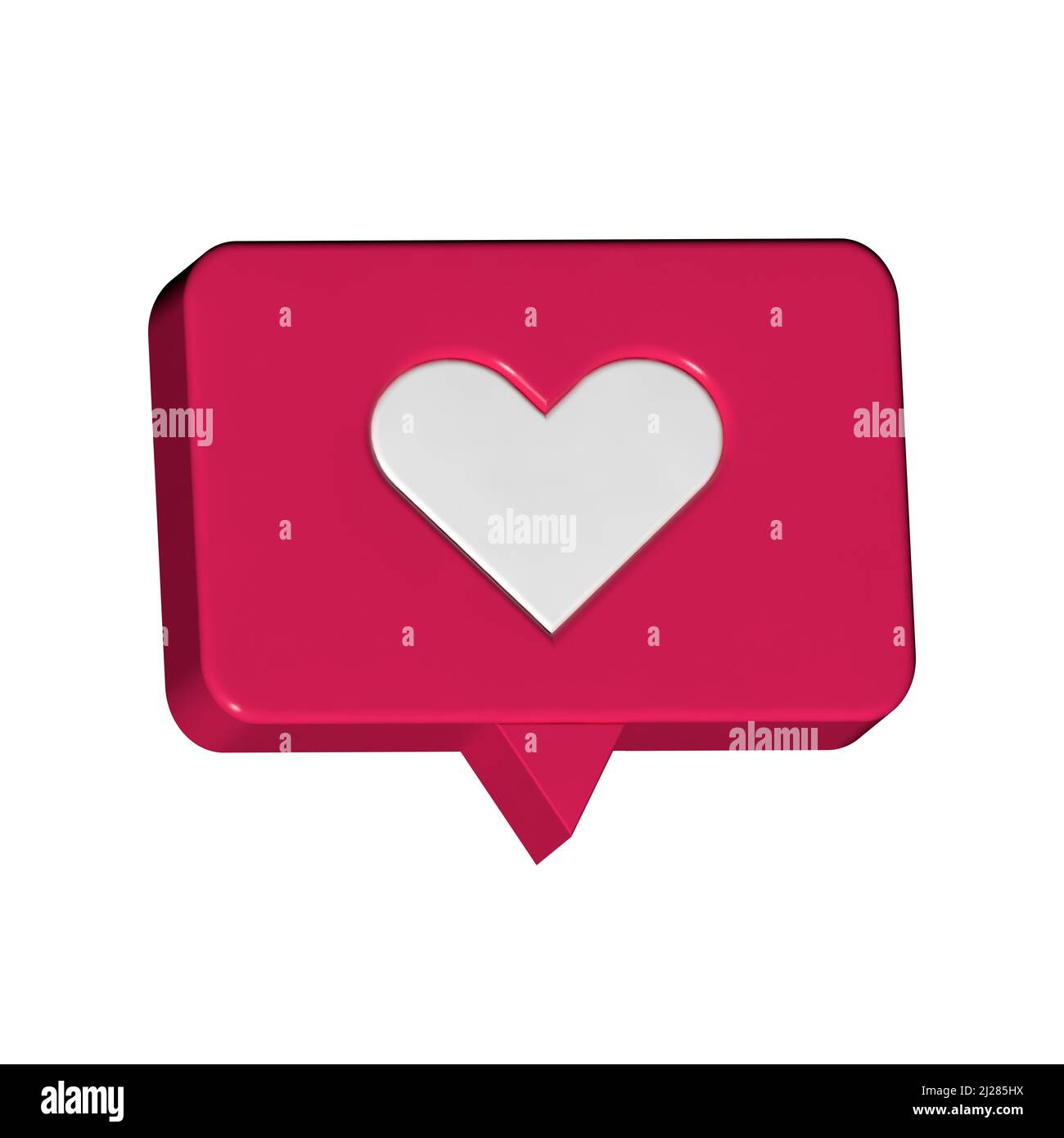 Social media notification icon. Like icon on a red background. 3d design. Stock Photo