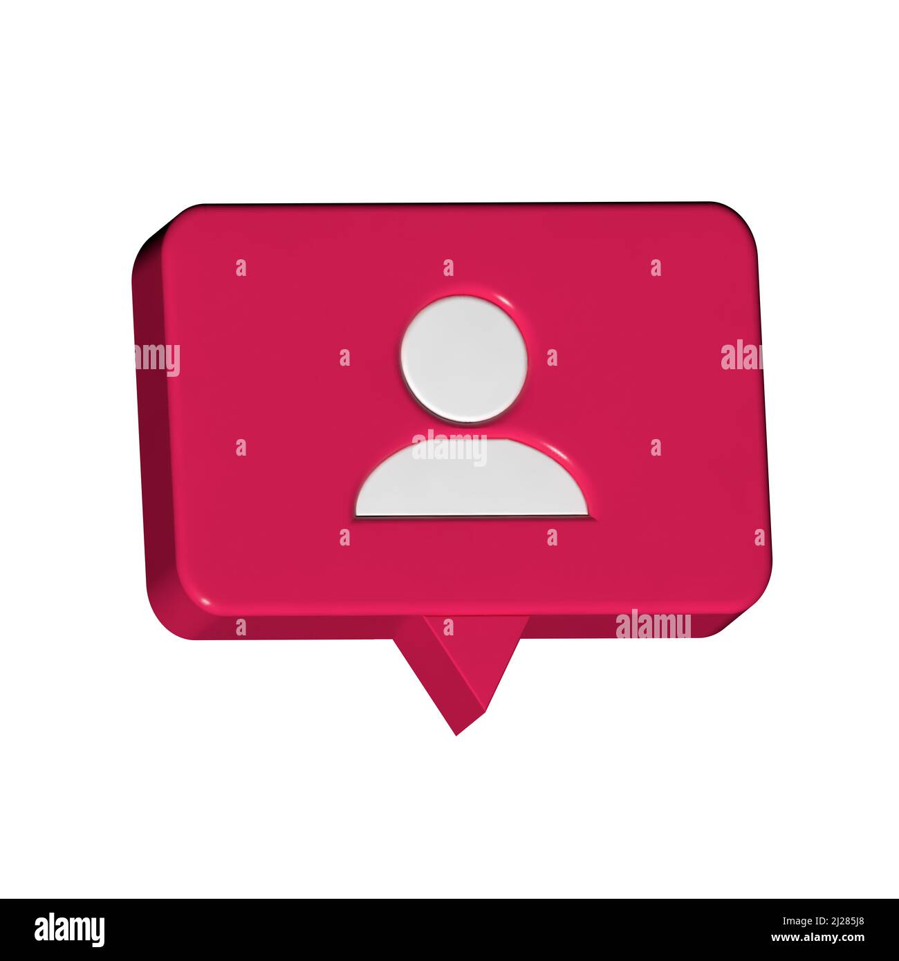 Social media notification icon. Follow icon on a red background. 3d design. Stock Photo