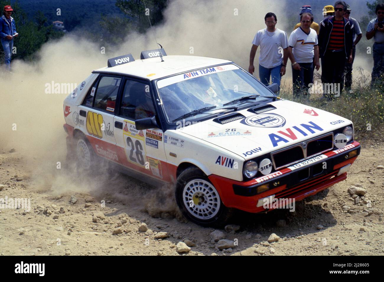 Joannis Jigger Vardinoyiannis (GR) Konstantinos Stefanis (GR) Lancia Delta  HF 4WD GrA Jolly Club Stock Photo - Alamy