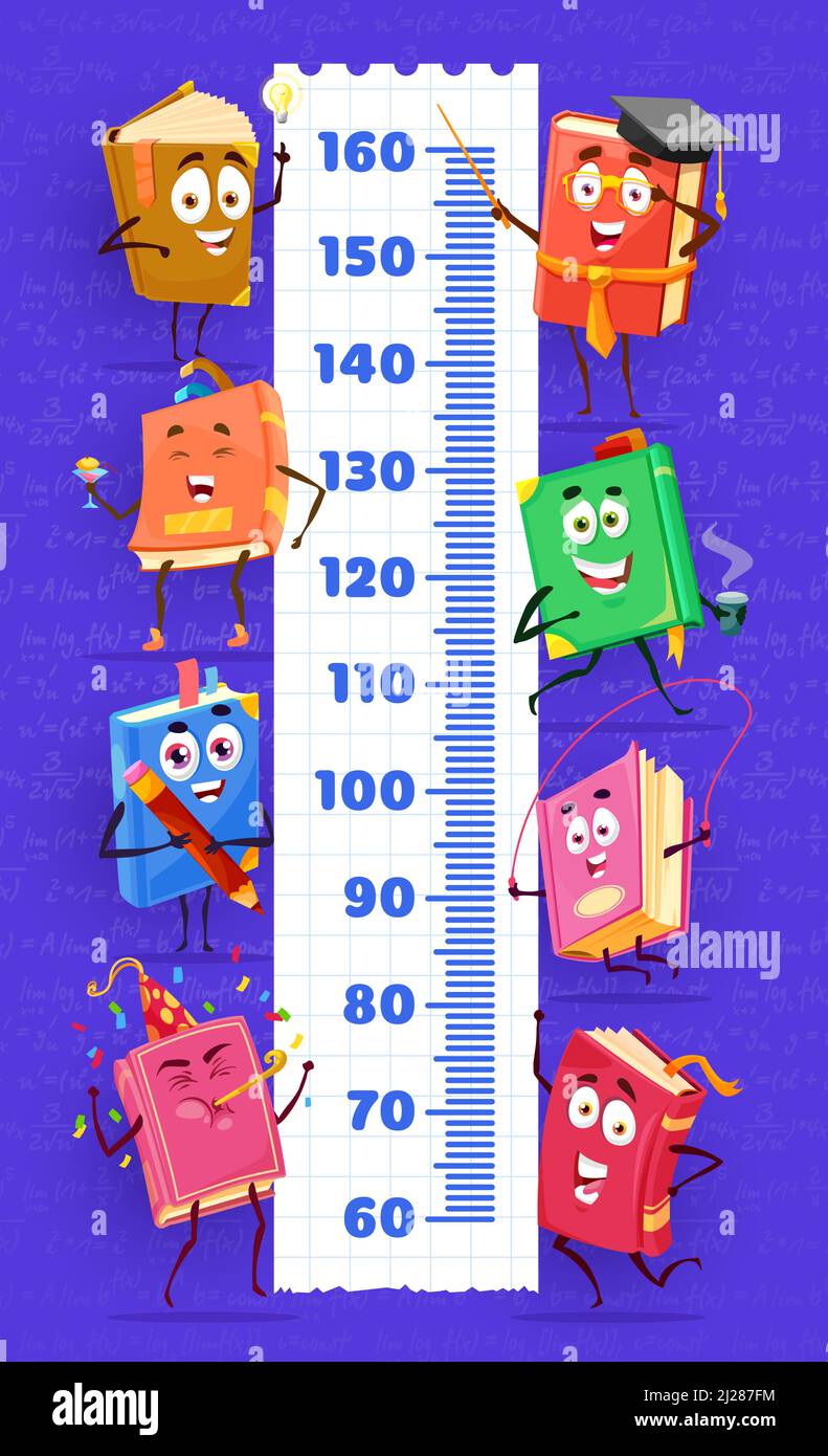 Cartoon bestseller books and textbooks characters on kids height chart ...