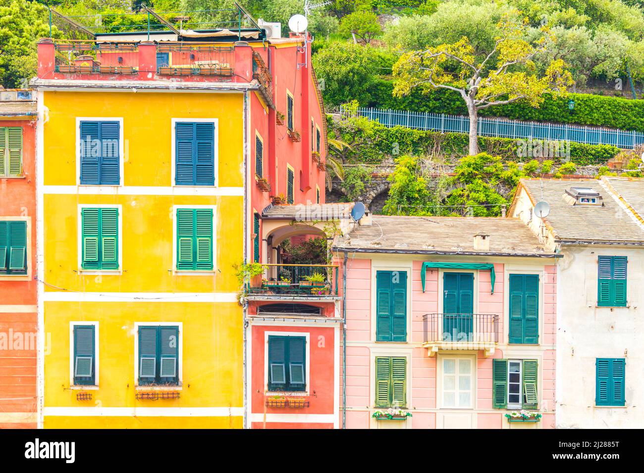 Exterior of colorful houses in Portofino Italy Stock Photo - Alamy