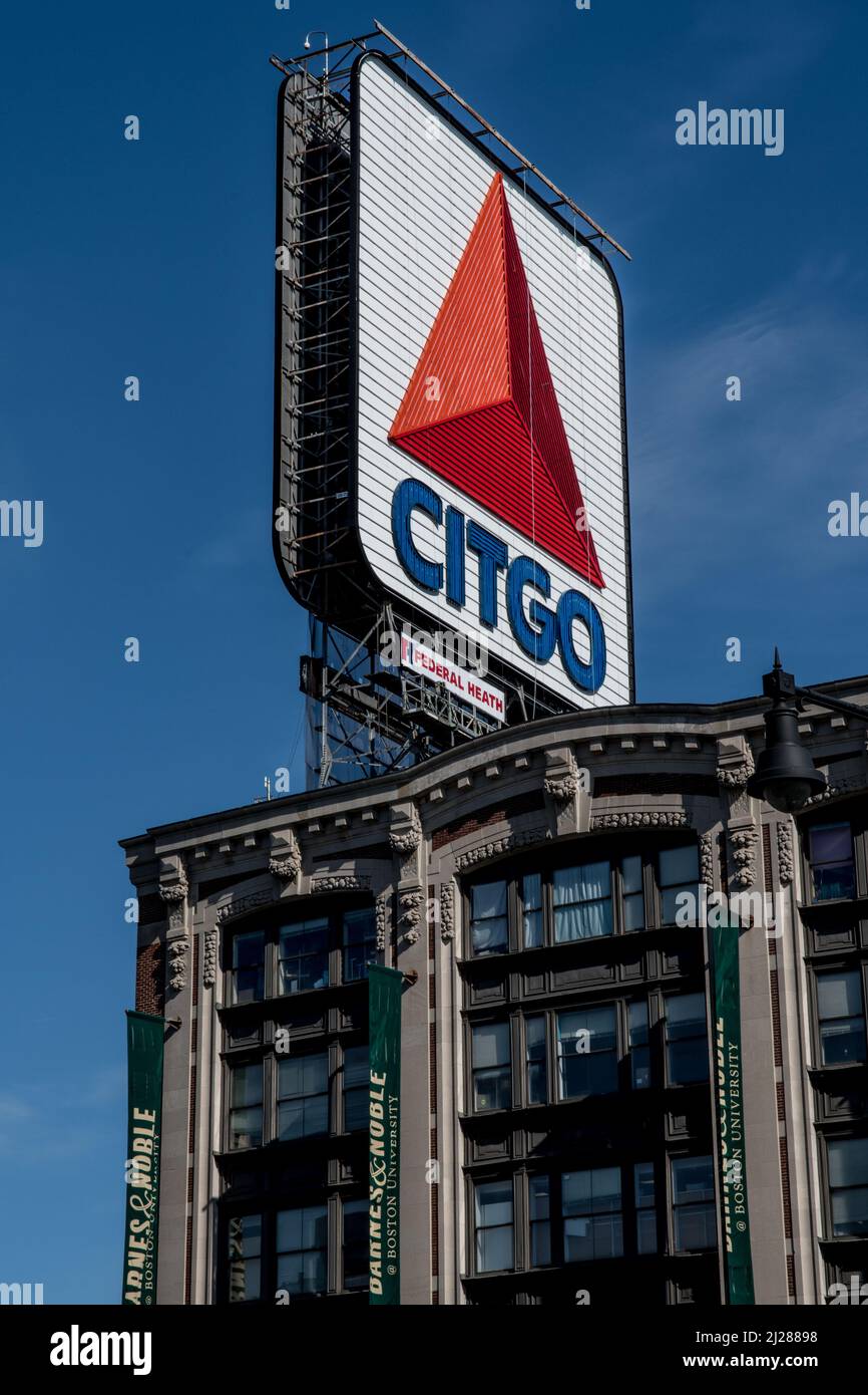 A photo of Red Sox Fenway Park CITGO Sign Boston in Kenmore Square Stock Photo