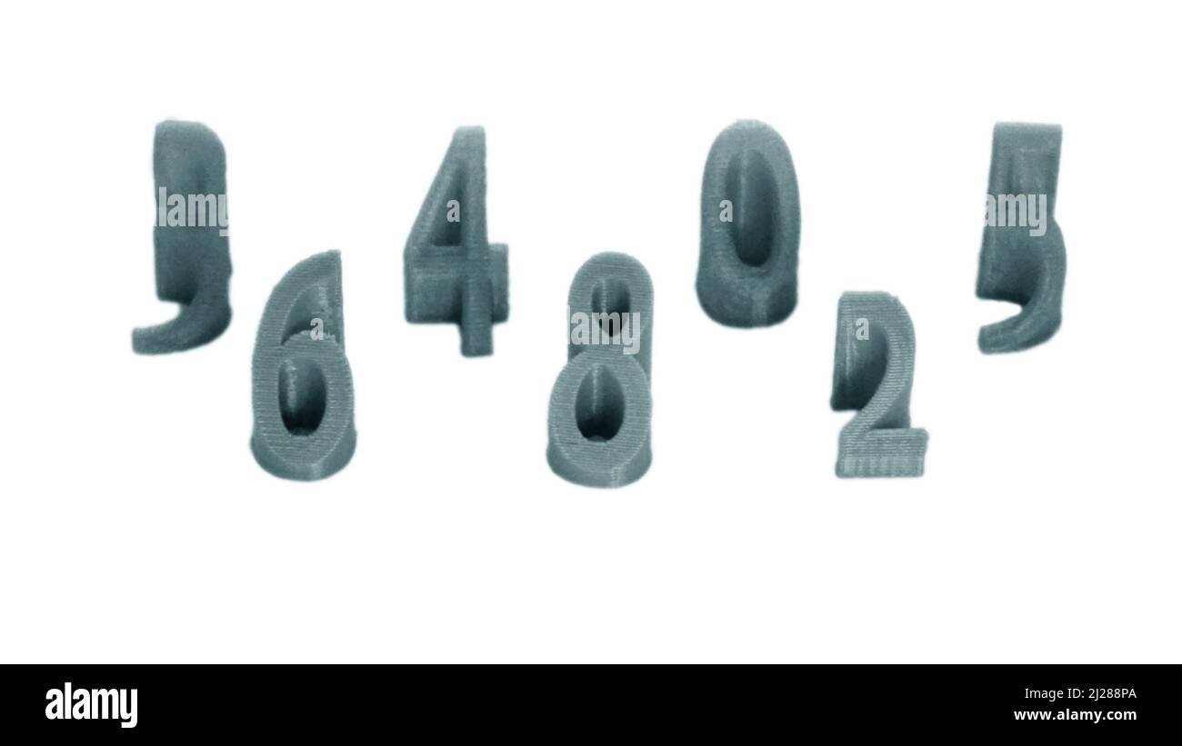 Objects printed by 3d printer Isolated on white background. Stock Photo