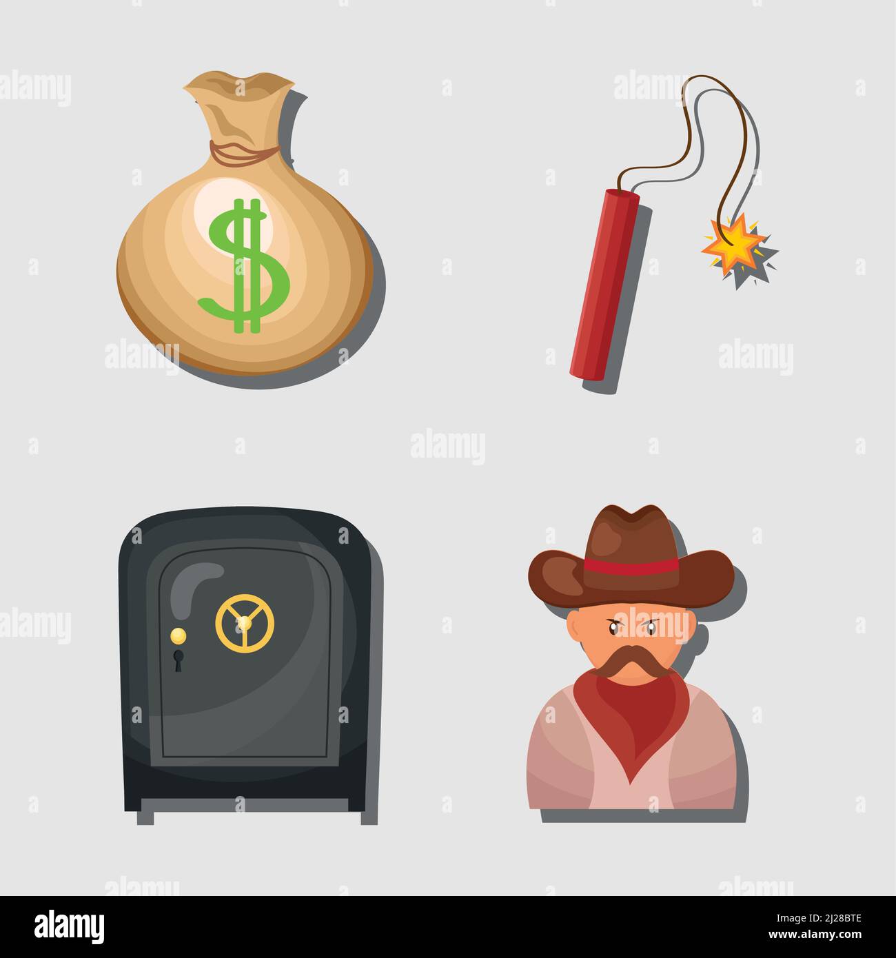 four wild west icons Stock Vector