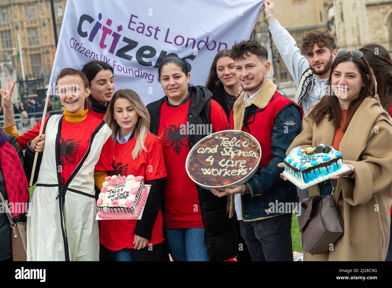 London, UK. 30th Mar, 2021. Protest and lobby by social care workers for the real living wage at the Houses of Parliment UK the protest was organised by Citizens UK Credit: Ian Davidson/Alamy Live News Stock Photo
