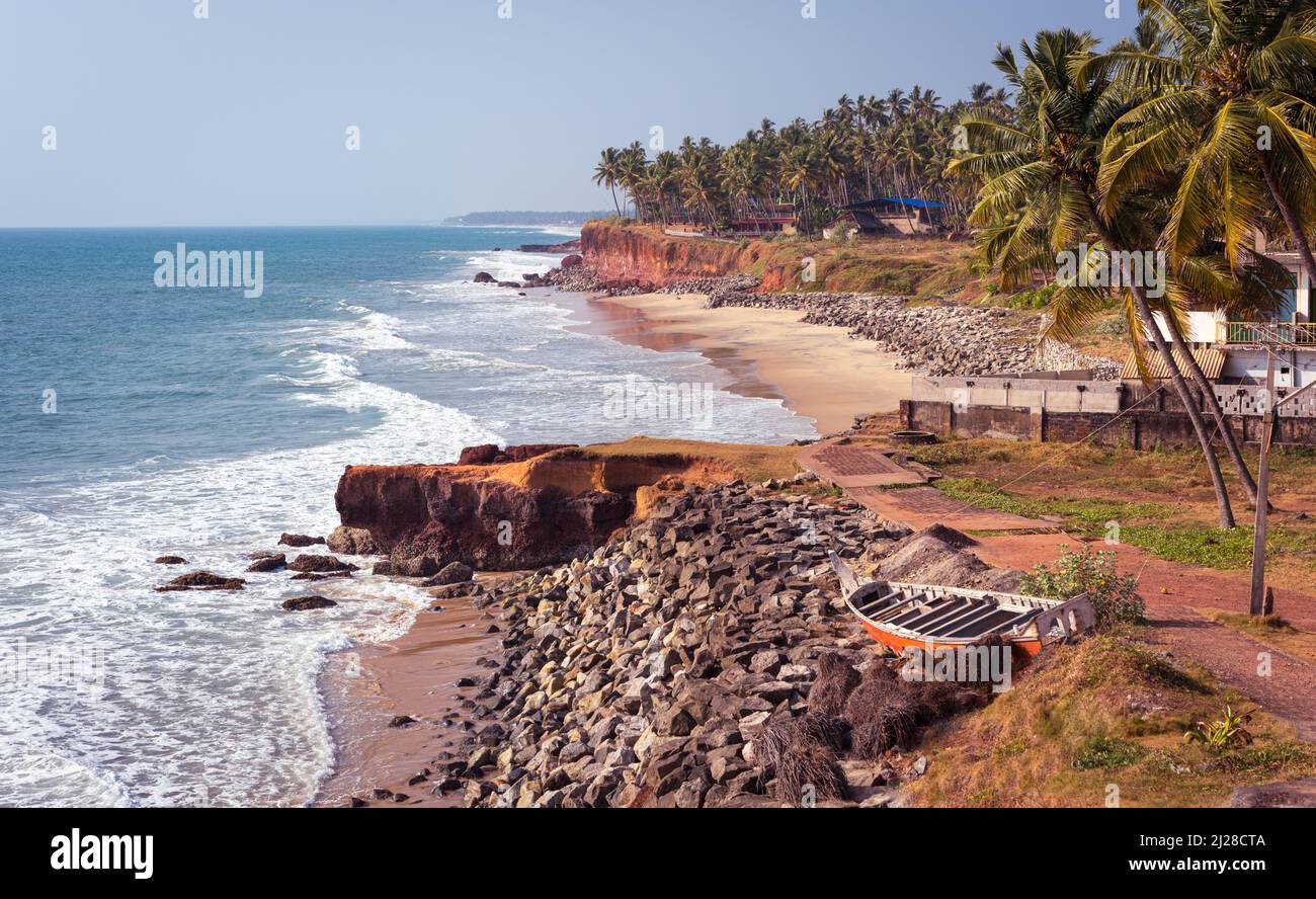 Varkala, Kerala, India. Cliffy seascape in the north of the town. Stock Photo