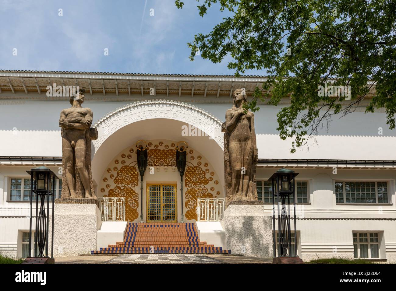 Darmstadt, Germany - June 28, 2021: entrance to the Ernst-Ludwig House at the mathildenhoehe in Darmstadt, Germany. Architect Joseph Maria Olbricht bu Stock Photo