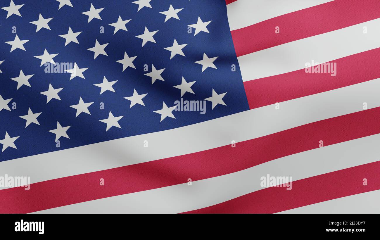 National flag of United States of America 3D Render, American or U.S. flag textile, USA flag uncle sam or big brother Stock Photo