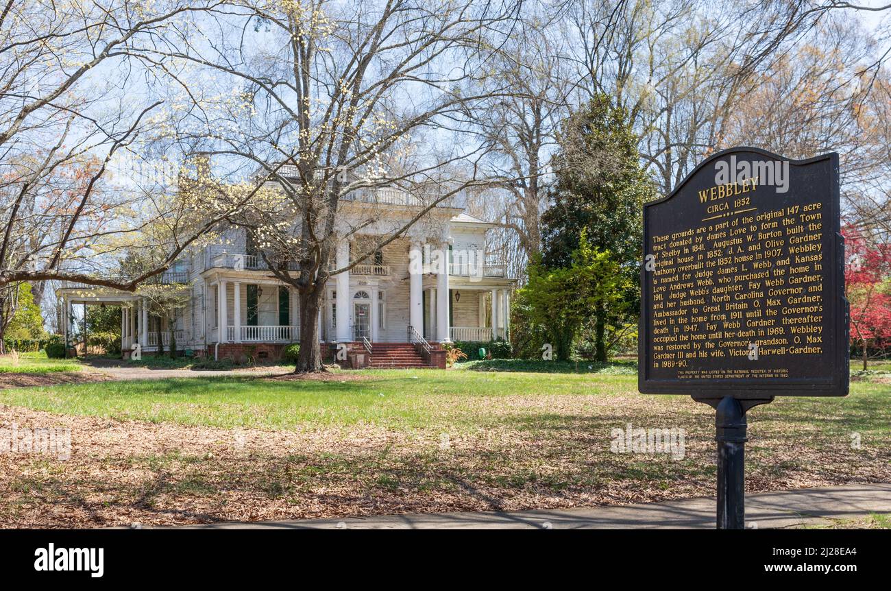 SHELBY, NC, USA-28 MARCH 2022: Webbley, also known as the O. Max Gardner House, originally built in 1852. Stock Photo