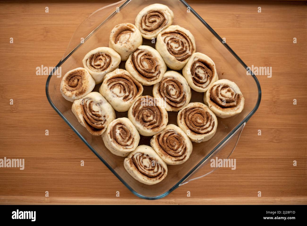 Cinnabon rolls ready to be cooked Stock Photo