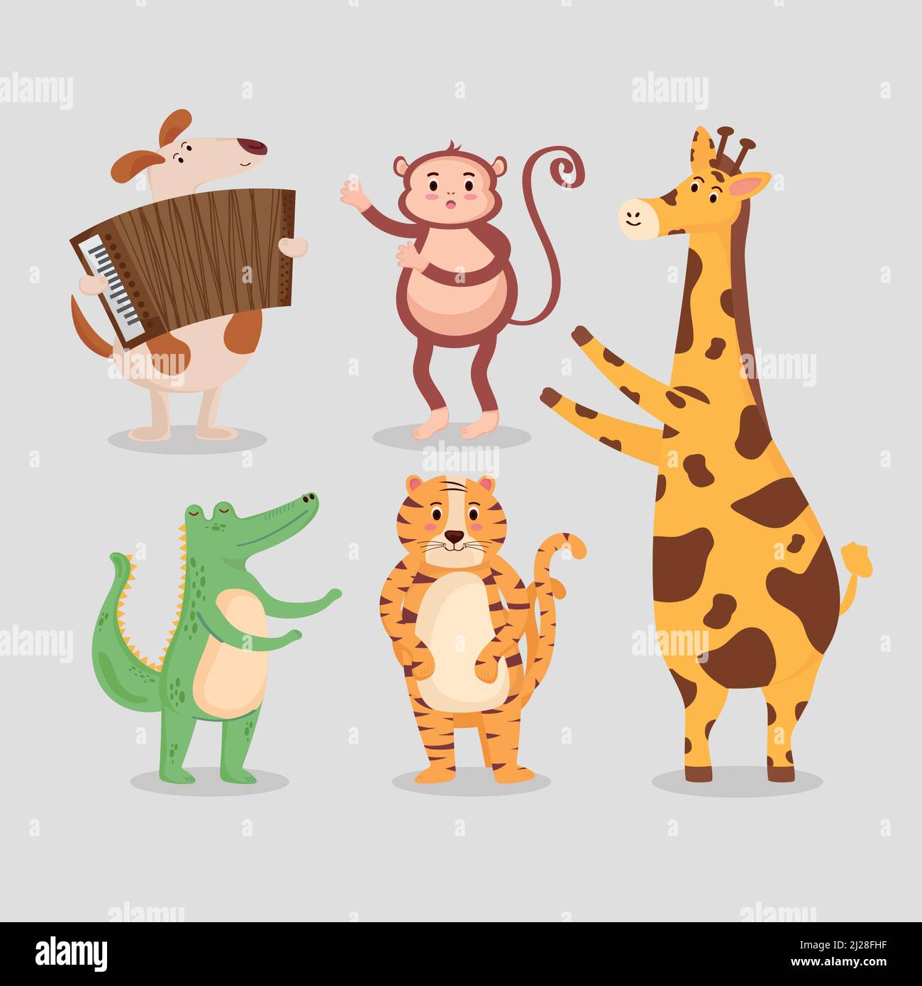 five cute animals playing instruments Stock Vector Image Art Alamy