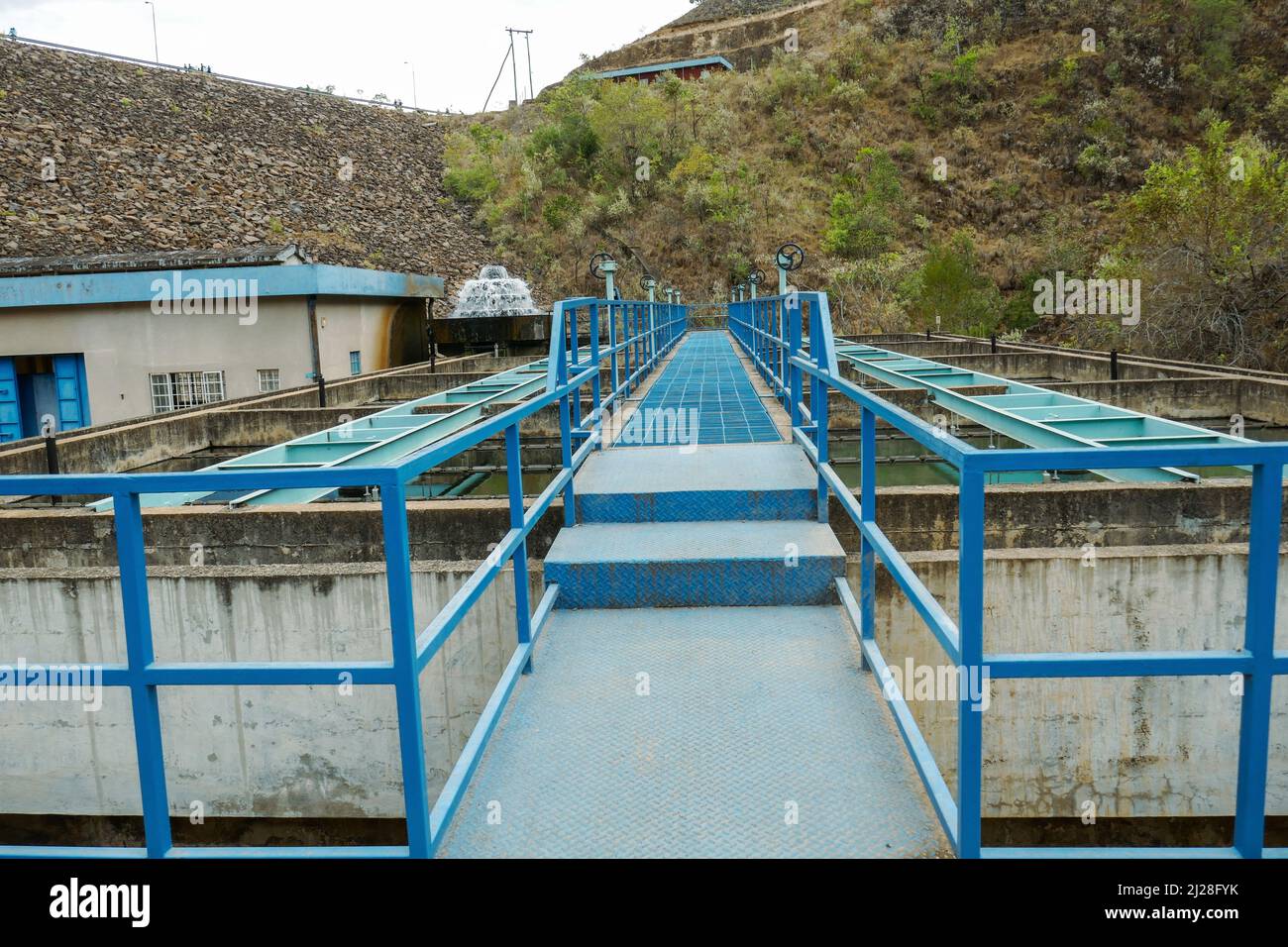 Scenic view of Kirandich water treatment plant in Baringo, Kenya Stock Photo
