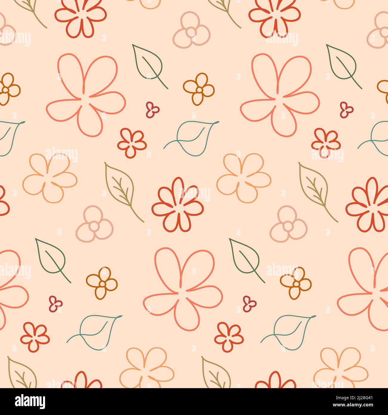 Seamless pattern cute simple flower stroke background wallpaper wrapping  textile design illustration Stock Photo - Alamy