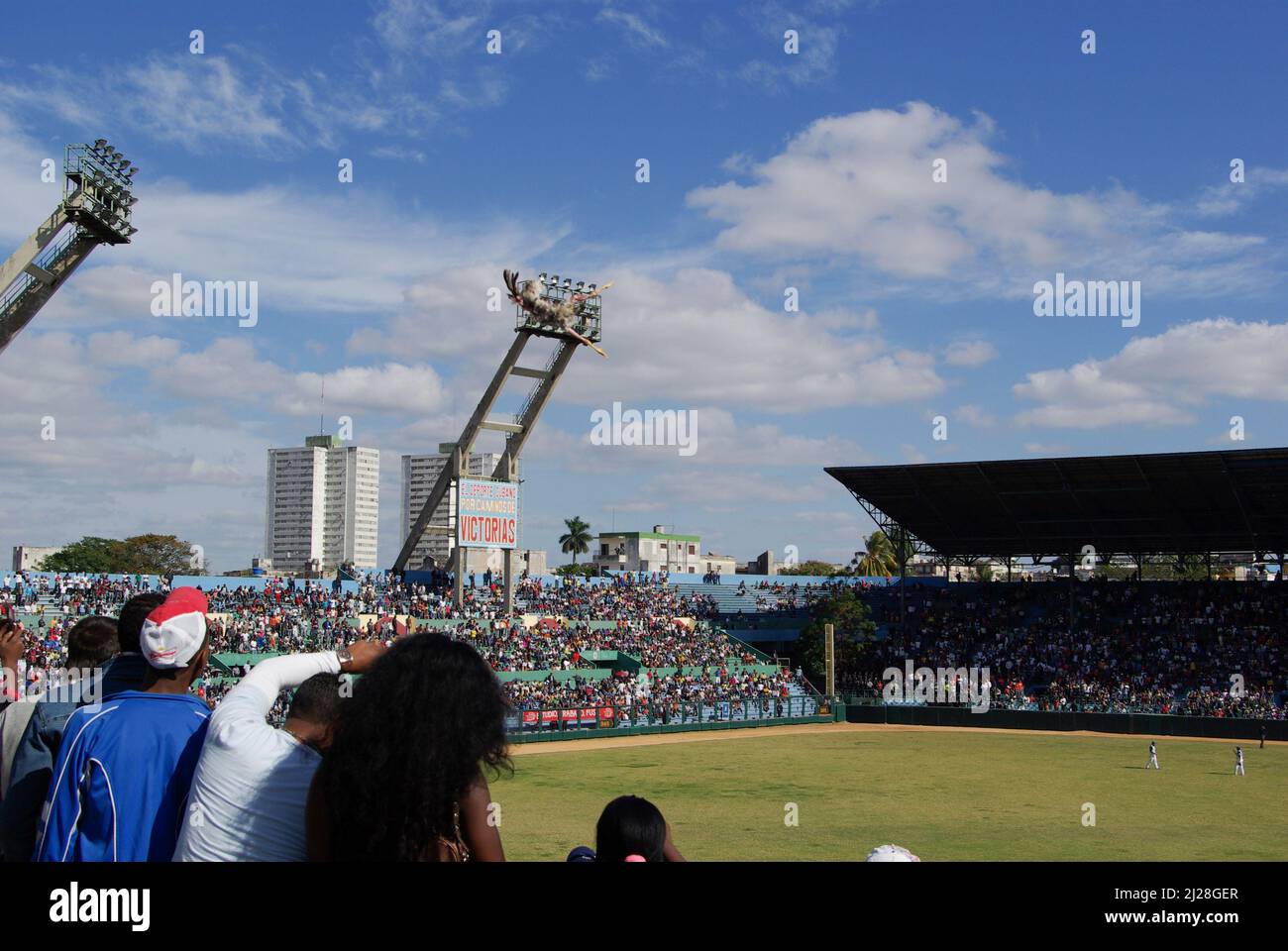 Havana, Cuba, March 5, 2010. supporters at the Latinoamericano stadium in Havana. Stock Photo