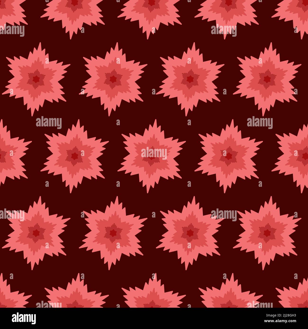 Symmetrical red flowers creative fantasy seamless pattern, wallpaper ...