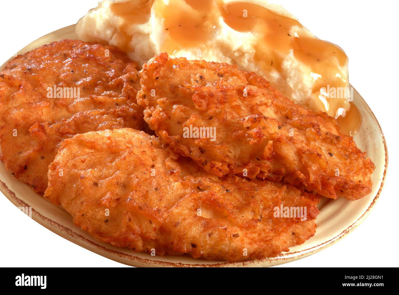 Fried Chicken and mashed potatoes Stock Photo