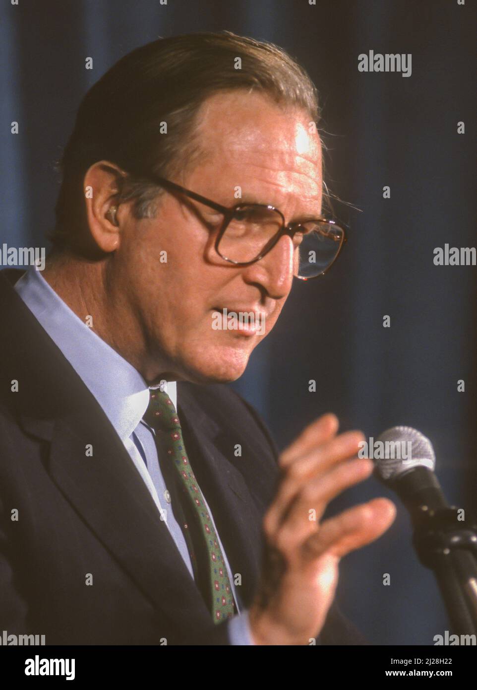 WASHINGTON, DC, USA - U.S. Senator Jay Rockefeller (D-WV) speaking during American Medical Association meeting, March 1993. Stock Photo