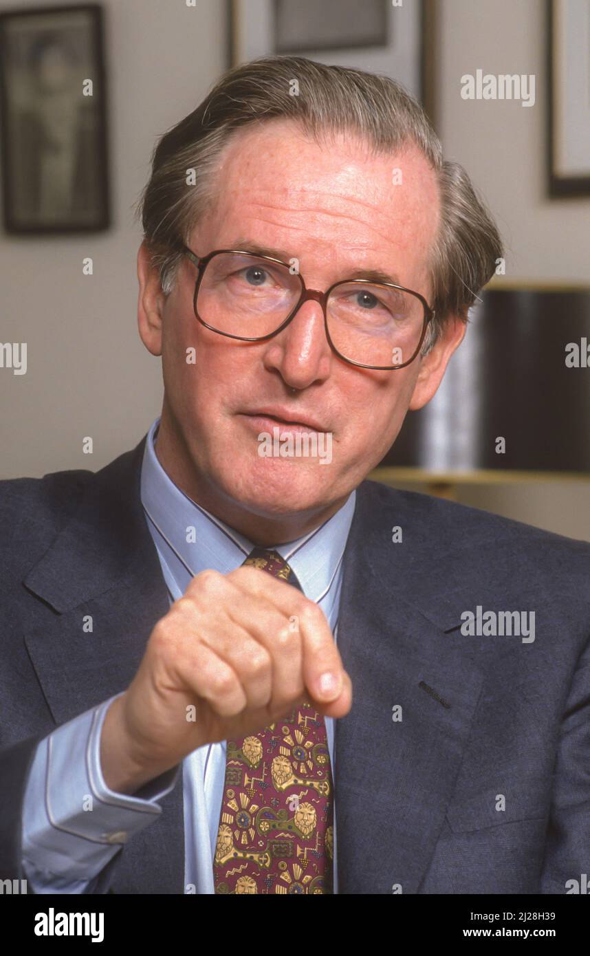 WASHINGTON, DC, USA - U.S. Senator Jay Rockefeller (D-WV) speaking during interview in his capitol hill office, April 20, 1993. Stock Photo