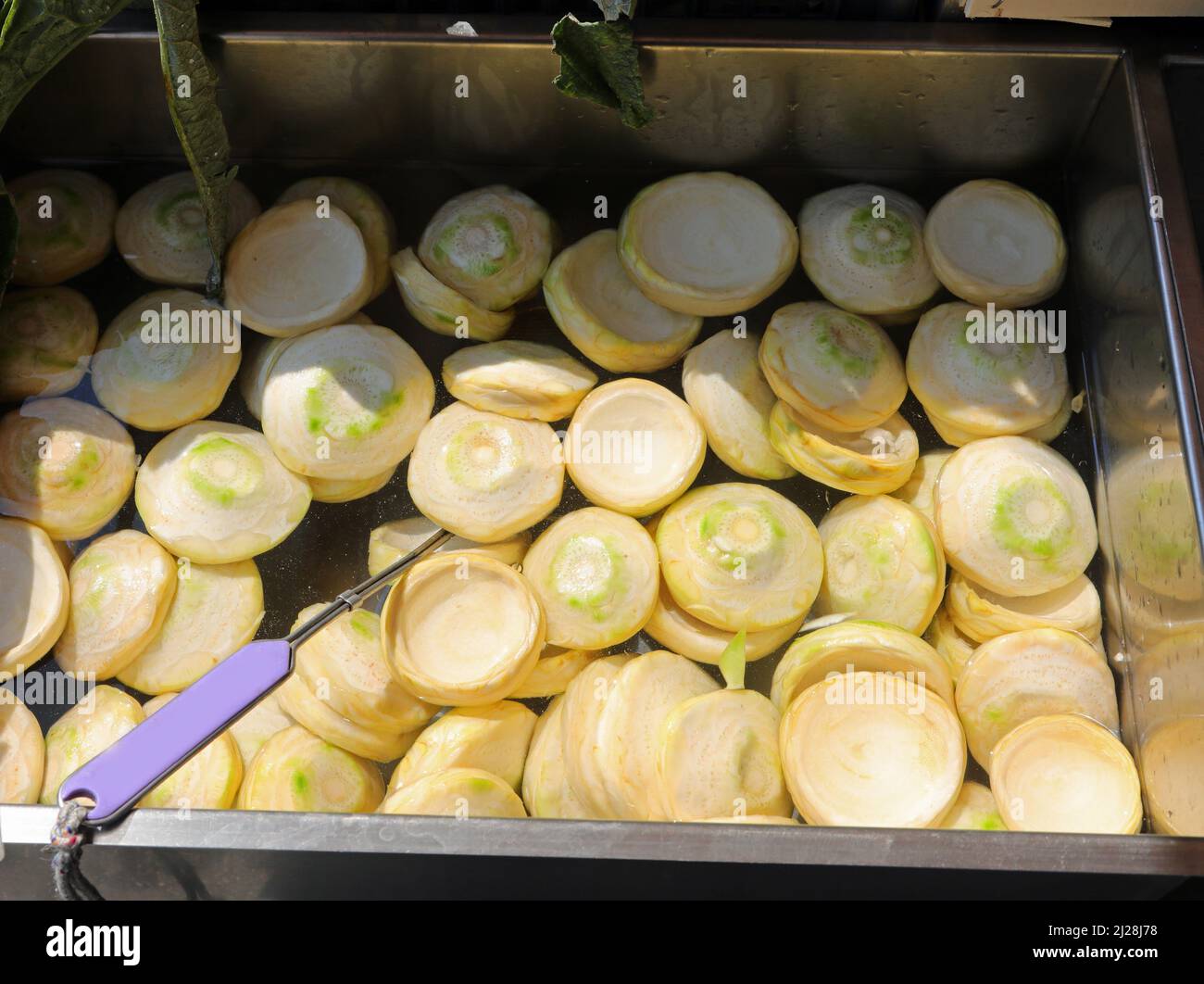 many artichoke bottoms dipped in brine is a the typical Italian dish