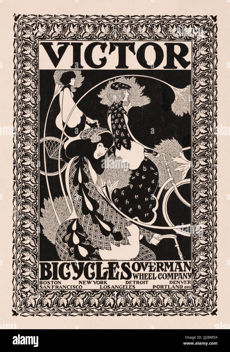 Will Bradley artwork Victor bicycles (1895) American Art Nouveau