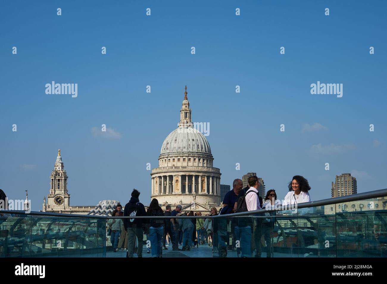 The dome of St Paul's Cathedral, London viewed from the Millennium Bridge Stock Photo