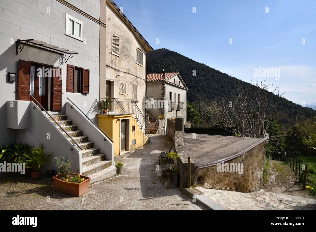 The old houses in Faicchio, a small village in the province of Benevento, Italy. Stock Photo