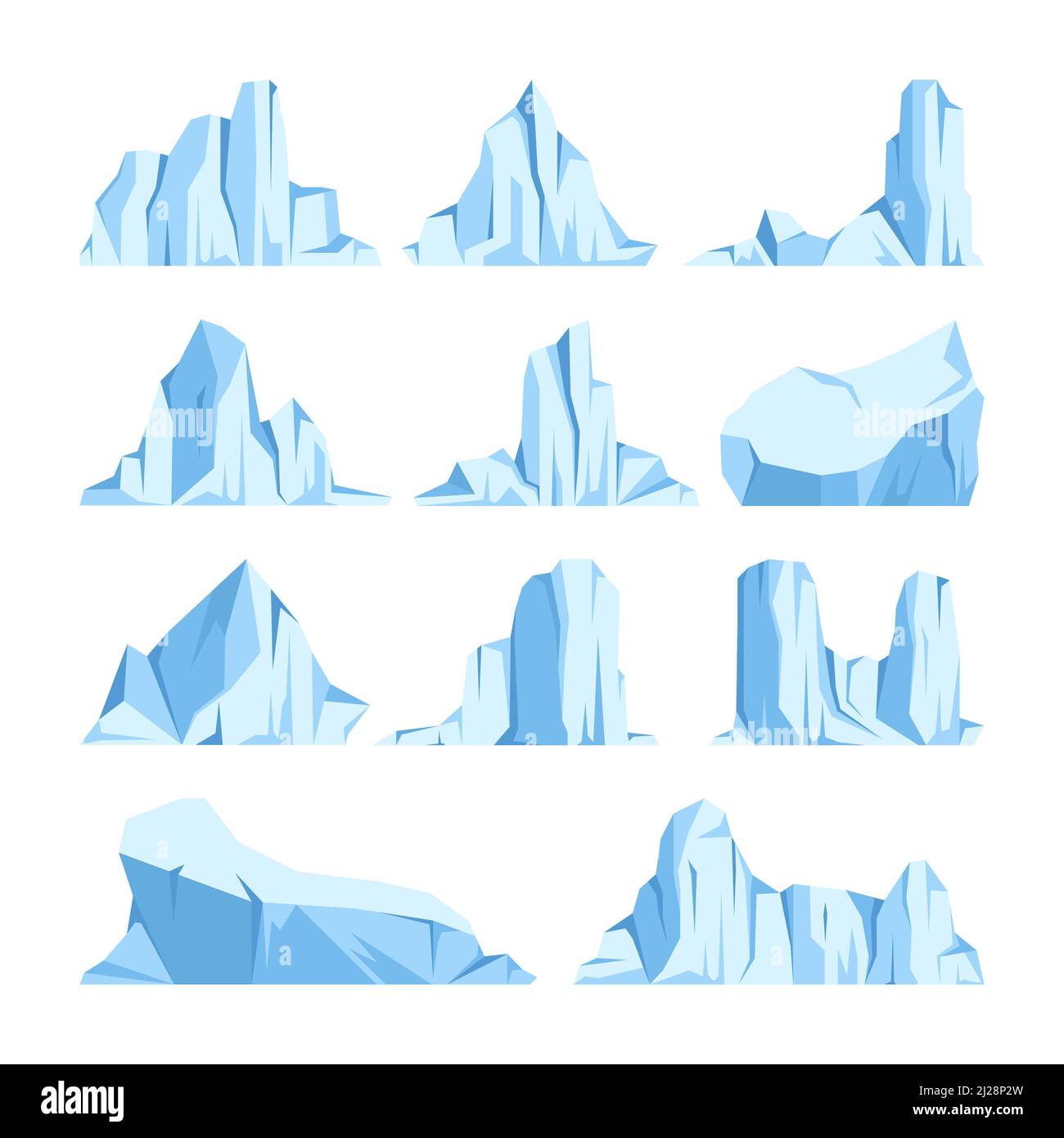 Floating icebergs collection. Drifting arctic glacier, block of frozen ...