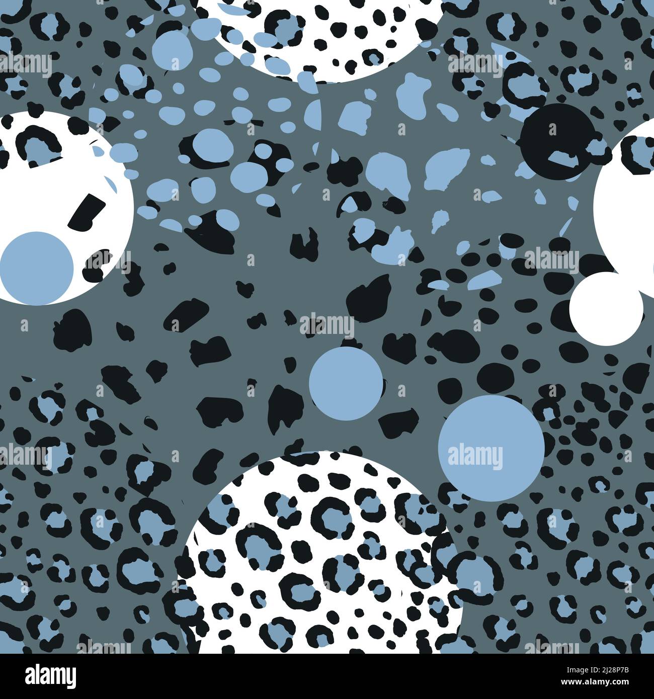 Abstract modern leopard seamless pattern with circles. Animals trendy background. Color decorative vector illustration for print, card, fabric Stock Vector