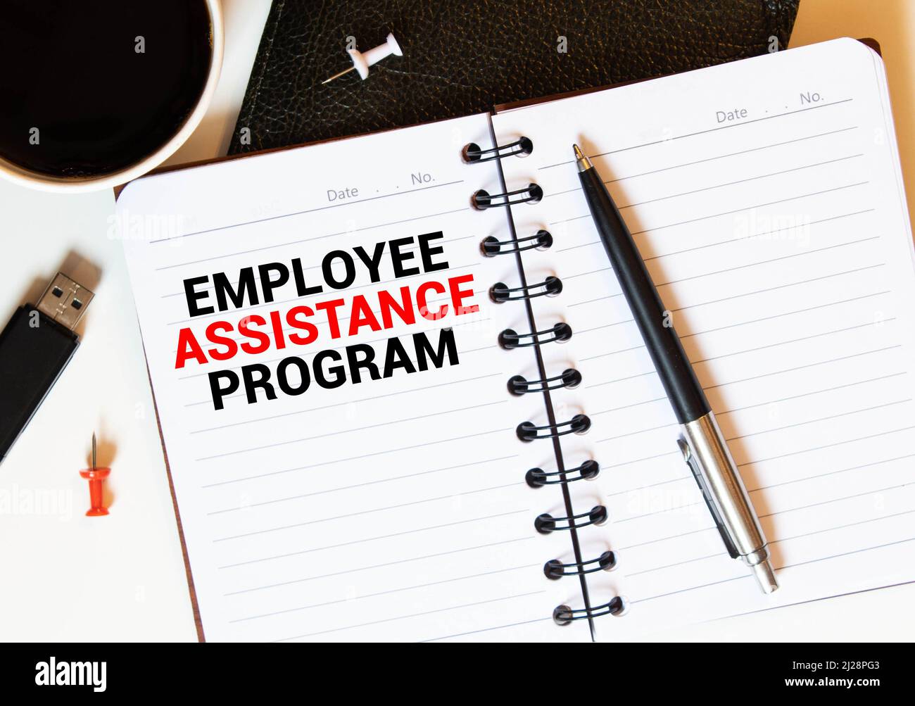 Employee Assistance Program business text concept on white paper Stock ...