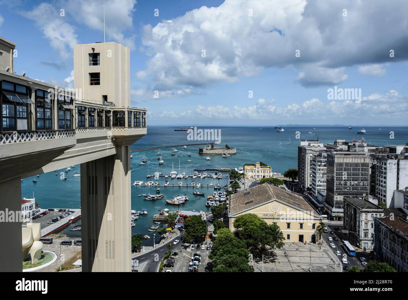 View from the top of Todos Santos Bay in Salvador, capital of Bahia, state of Brazil. Stock Photo