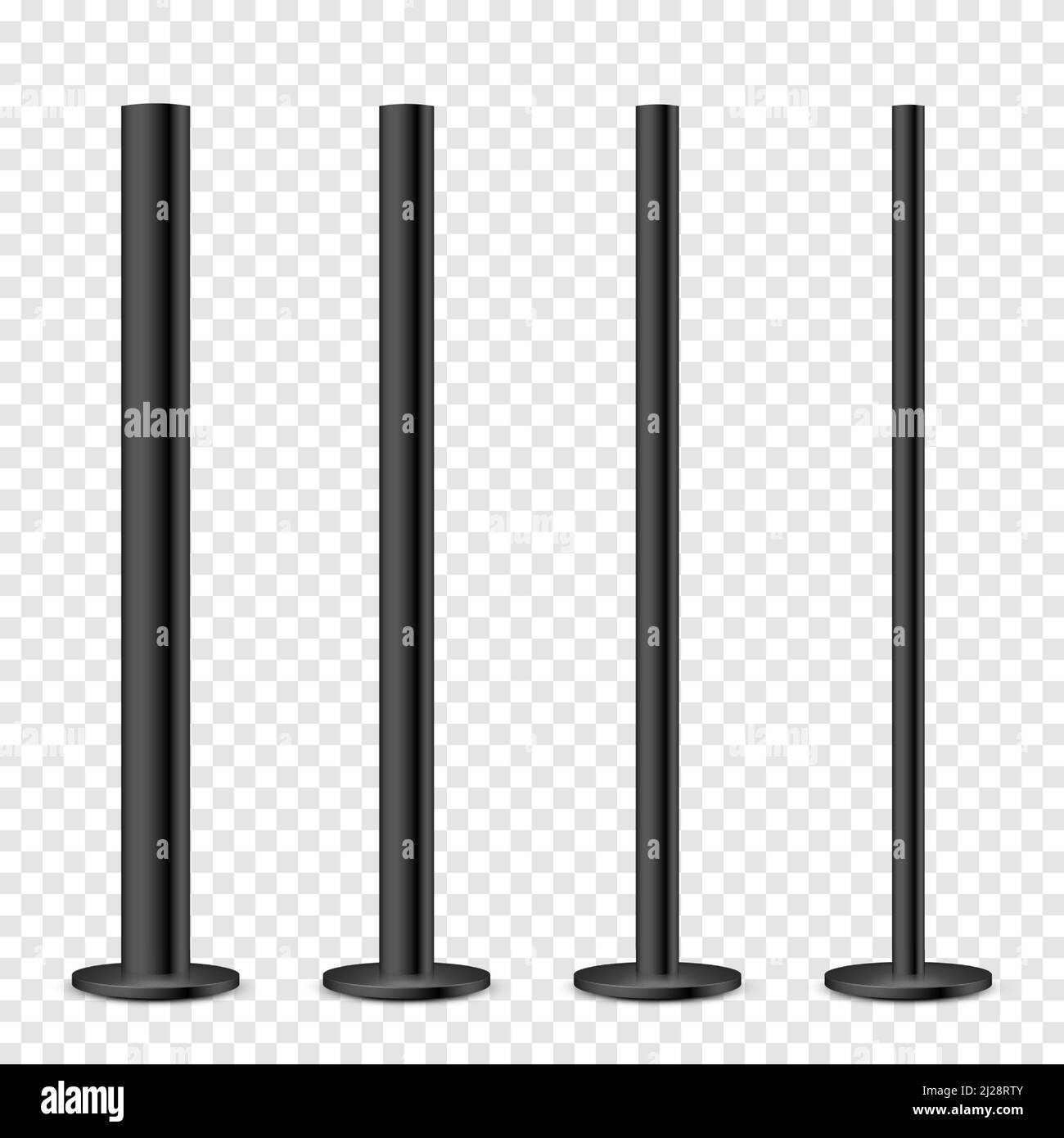 Realistic metal poles collection isolated on transparent background ...