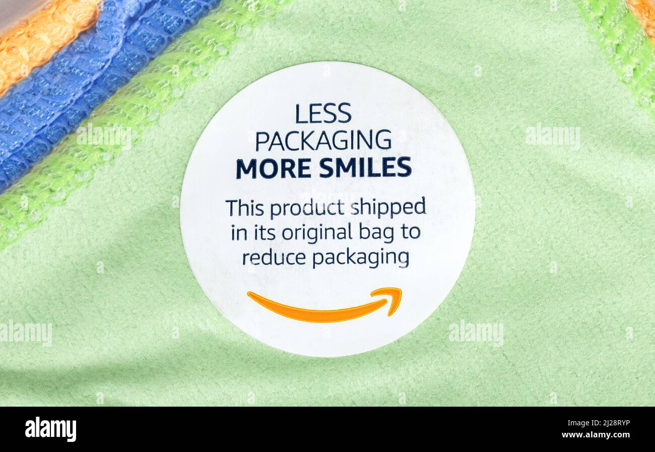 Amazon eco packaging more smiles packaging waste reduction campaign, big company environmental