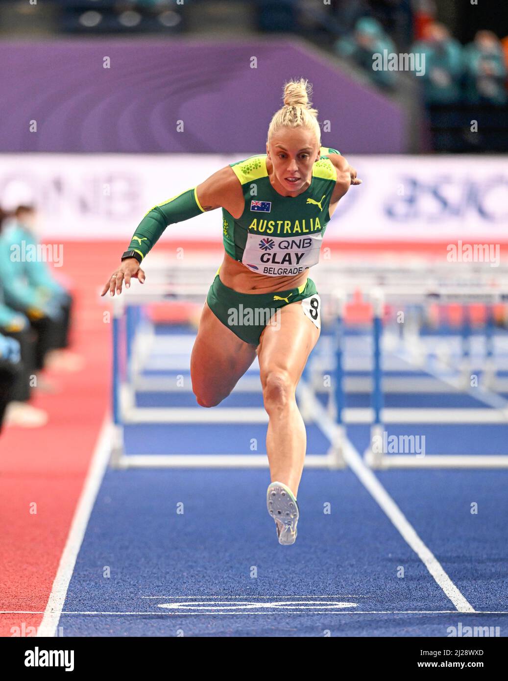 Liz Clay participating in the Belgrade 2022 World Indoor Championships