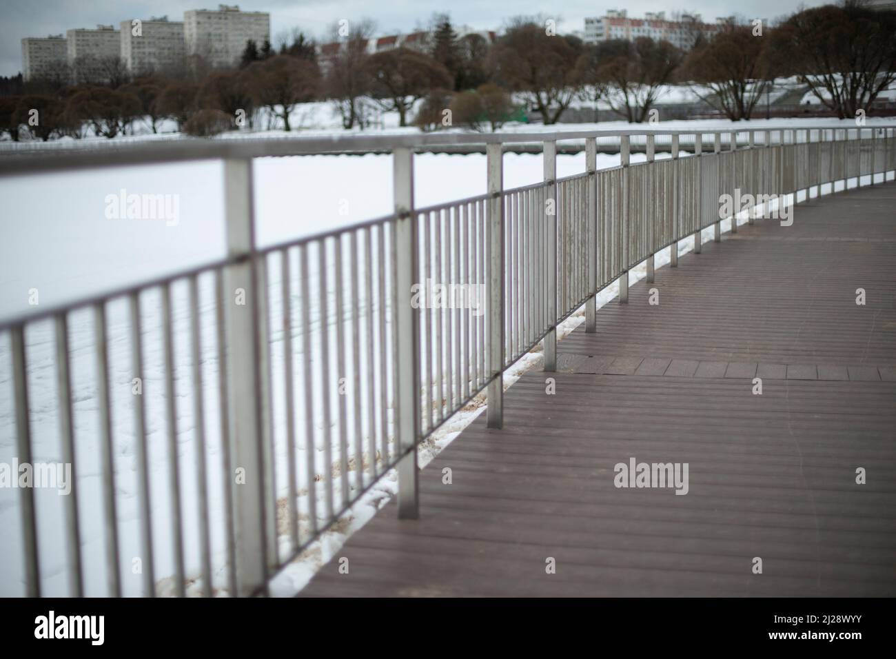 Details of promenade in winter. Urban