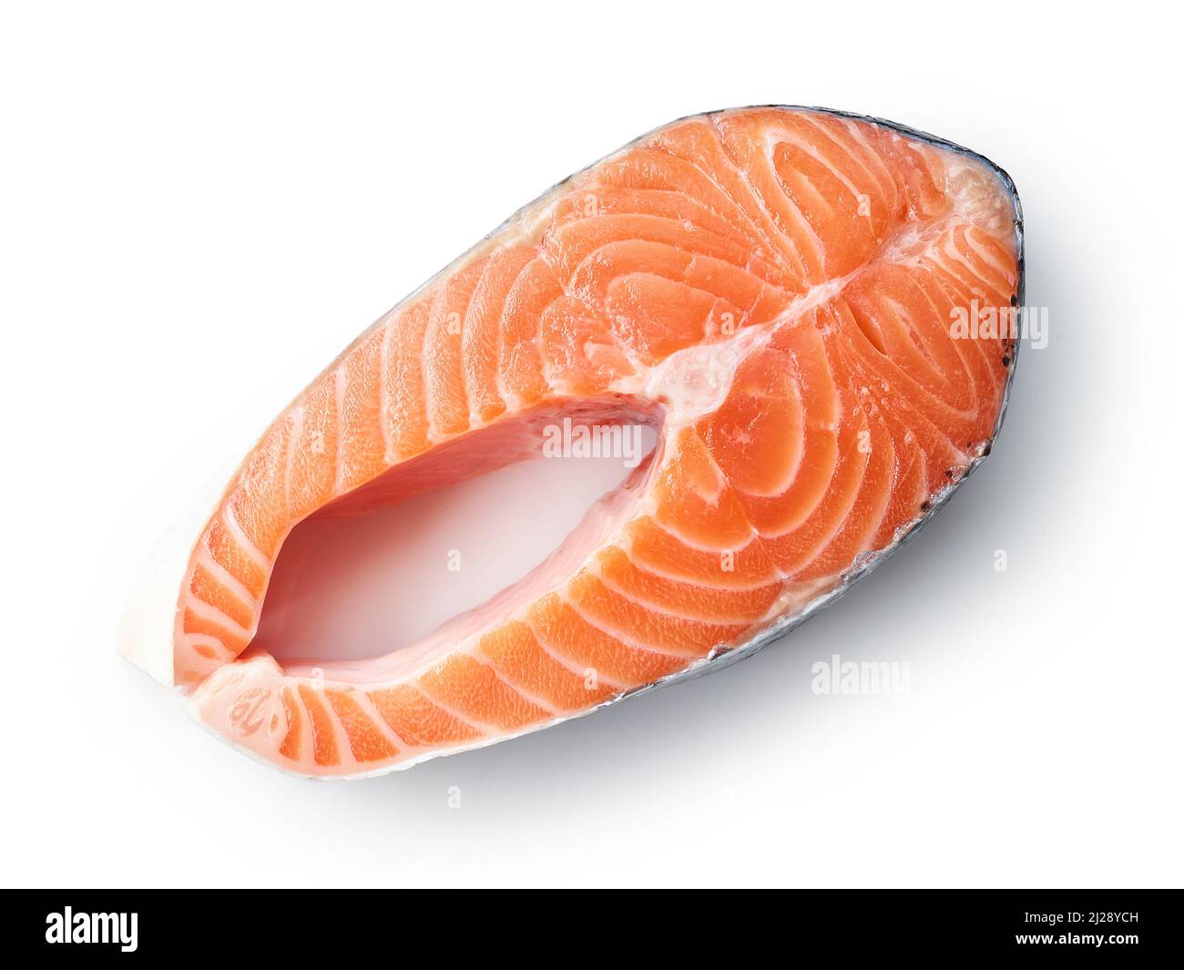 fresh raw salmon steak isolated on white background, top view Stock ...