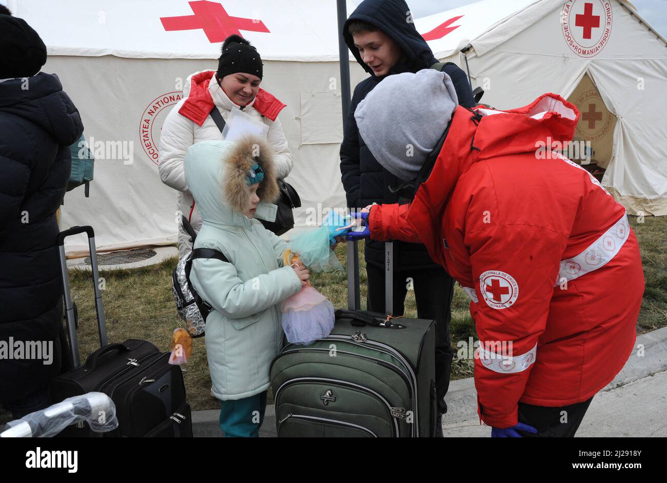 Isaccea border post romania. refugees ukraine