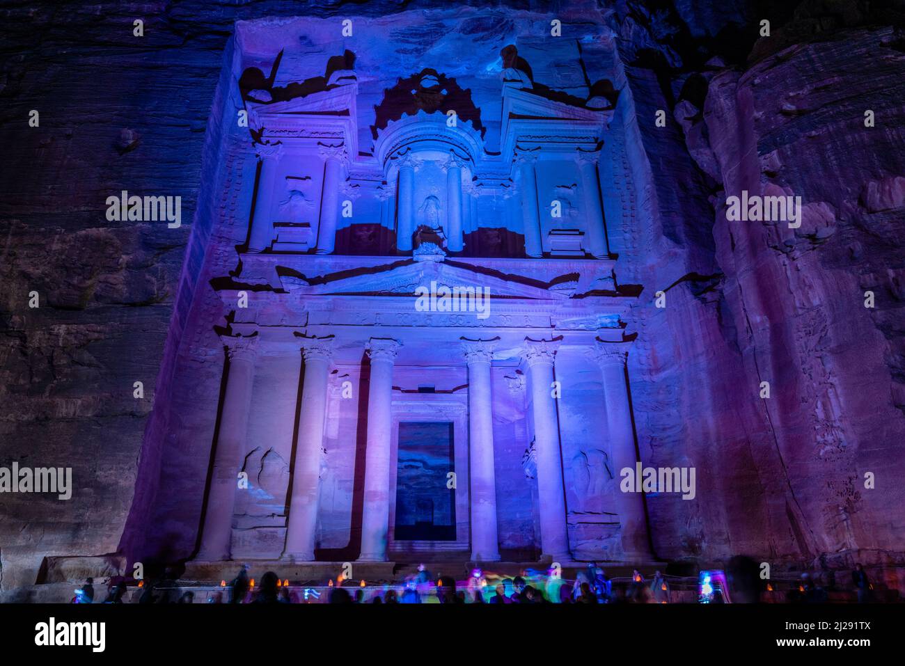The Exterior Of The Treasury During The ‘Petra By Night’ Experience, Petra, Jordan, Asia. Stock Photo