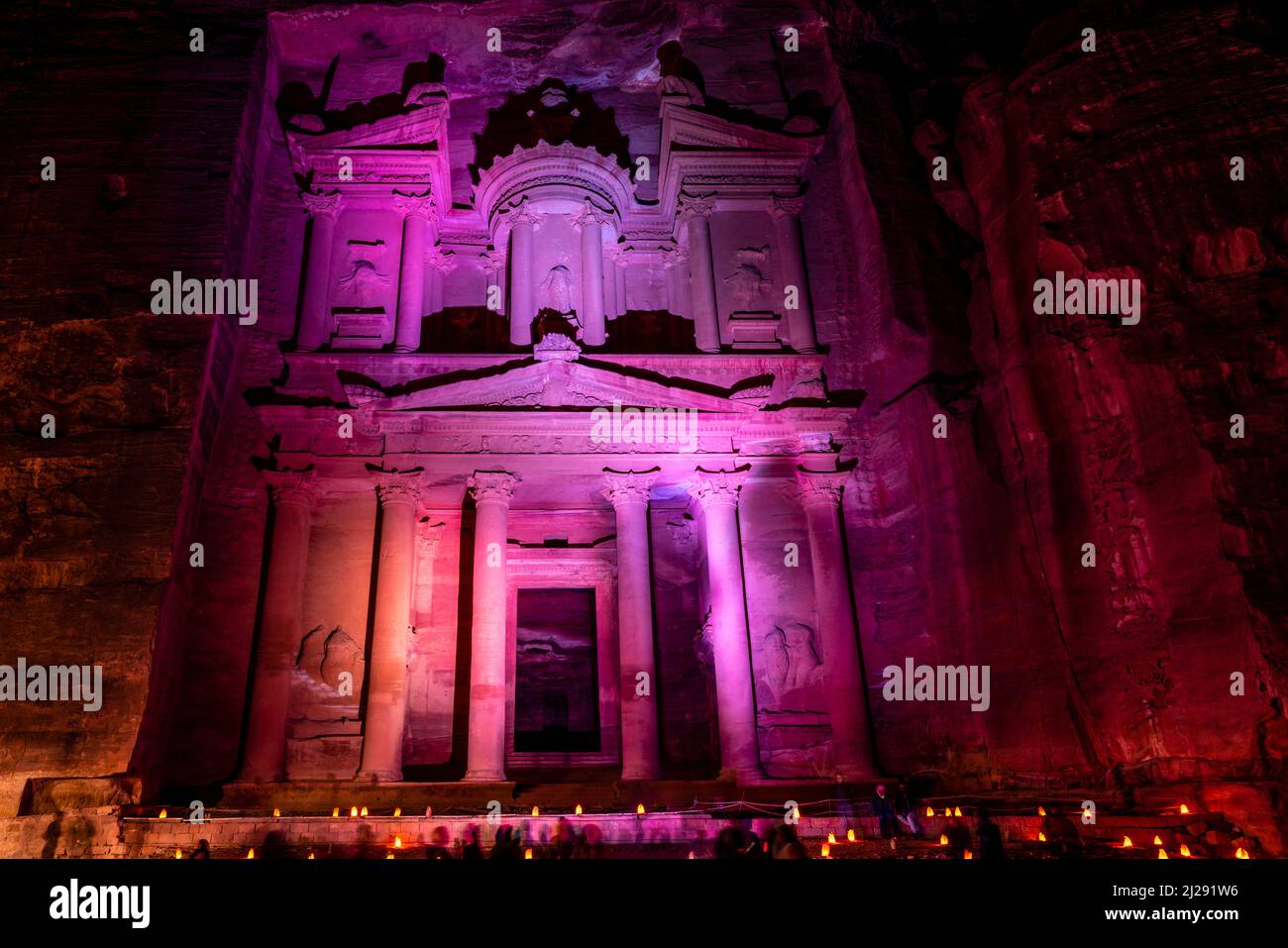 The Exterior Of The Treasury During The ‘Petra By Night’ Experience, Petra, Jordan, Asia. Stock Photo