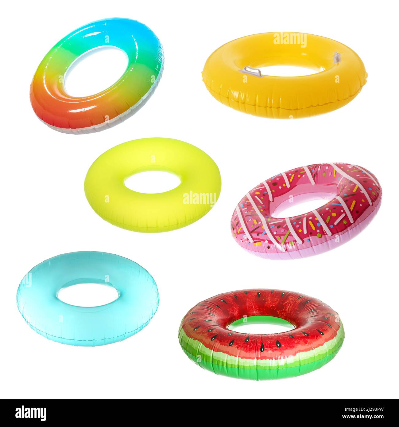 Set of different inflatable rings isolated on white Stock Photo Alamy