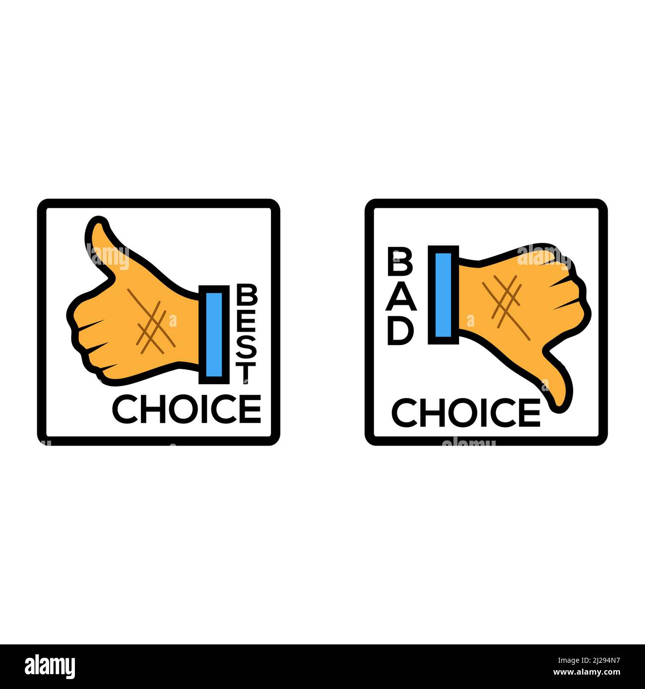 Best choice and bad choice icon vector. Flat design. Vector Illustration on white background. Stock Vector