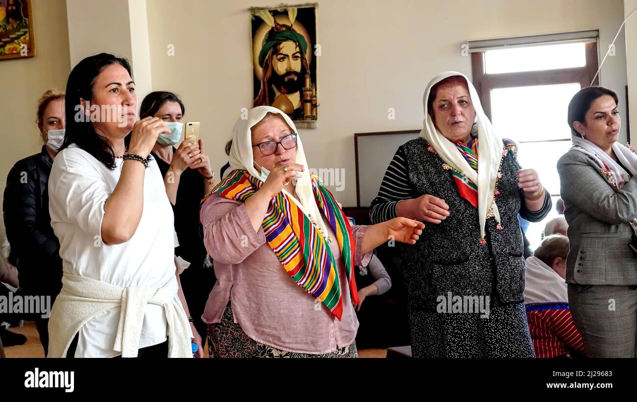 Izmir, Turkey. 26th Mar, 2022. Anatolian Alevi Muslims have gathered in Djemevi and celebrate