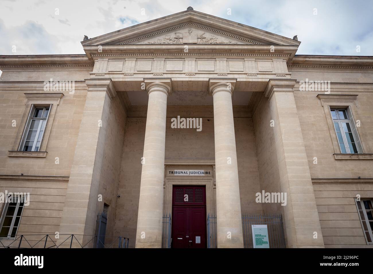 Picture of the Bergerac Tribunal Judiciaire, formerly known as Tribunal de Police and Tribunal de Grande Instance. Tribunal Judiciaire is the French c Stock Photo
