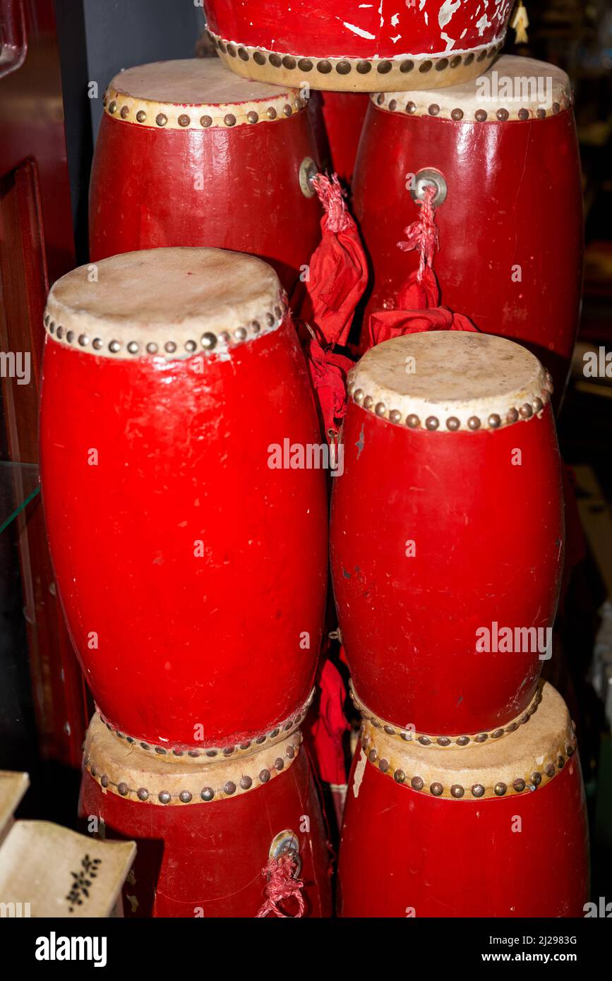 Closeup of traditional Chinese big red percussion tambourine Stock Photo Alamy