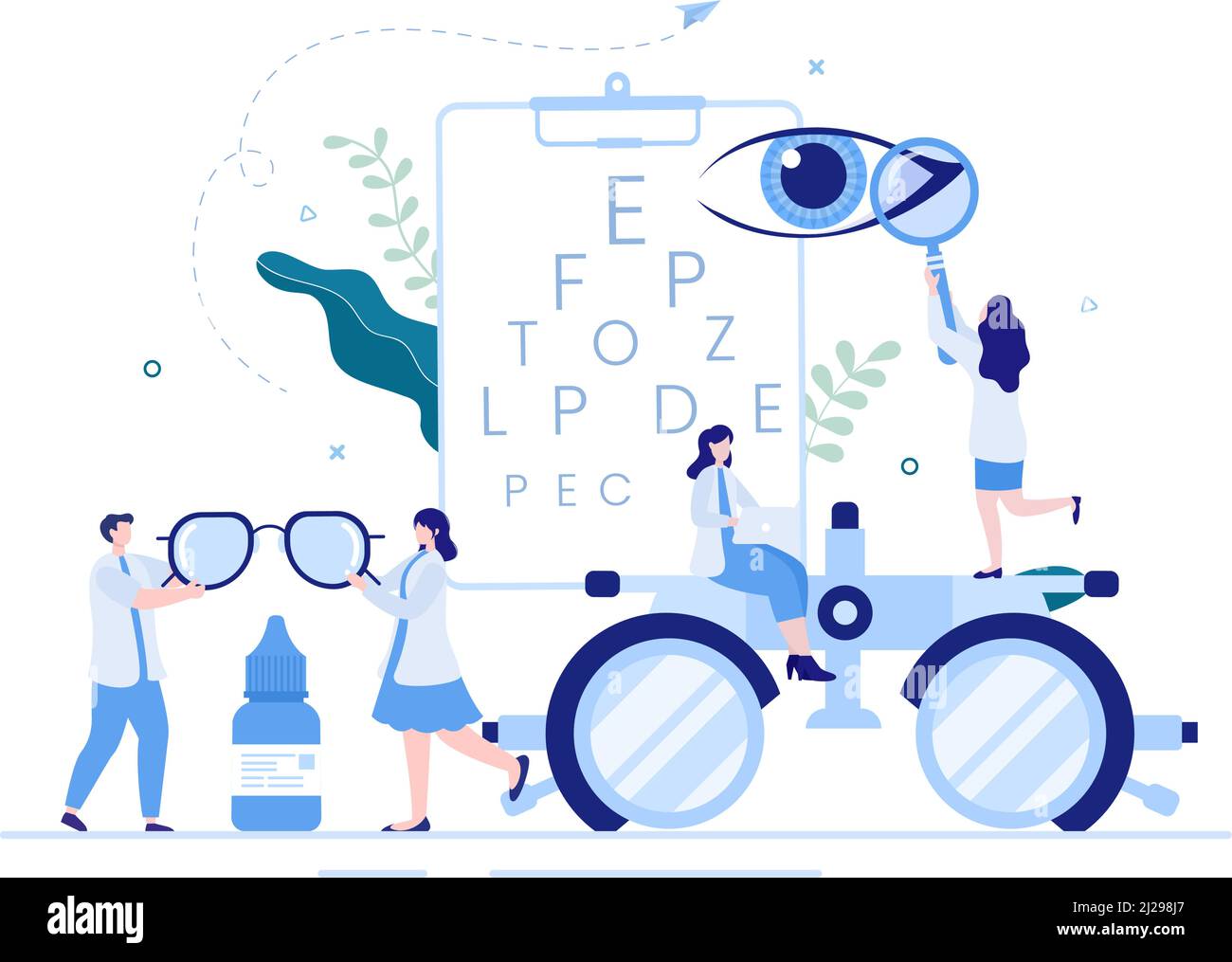 Ophthalmology of Checks Patient Sight, Optical Eyes Test, Spectacles Technology and Choosing