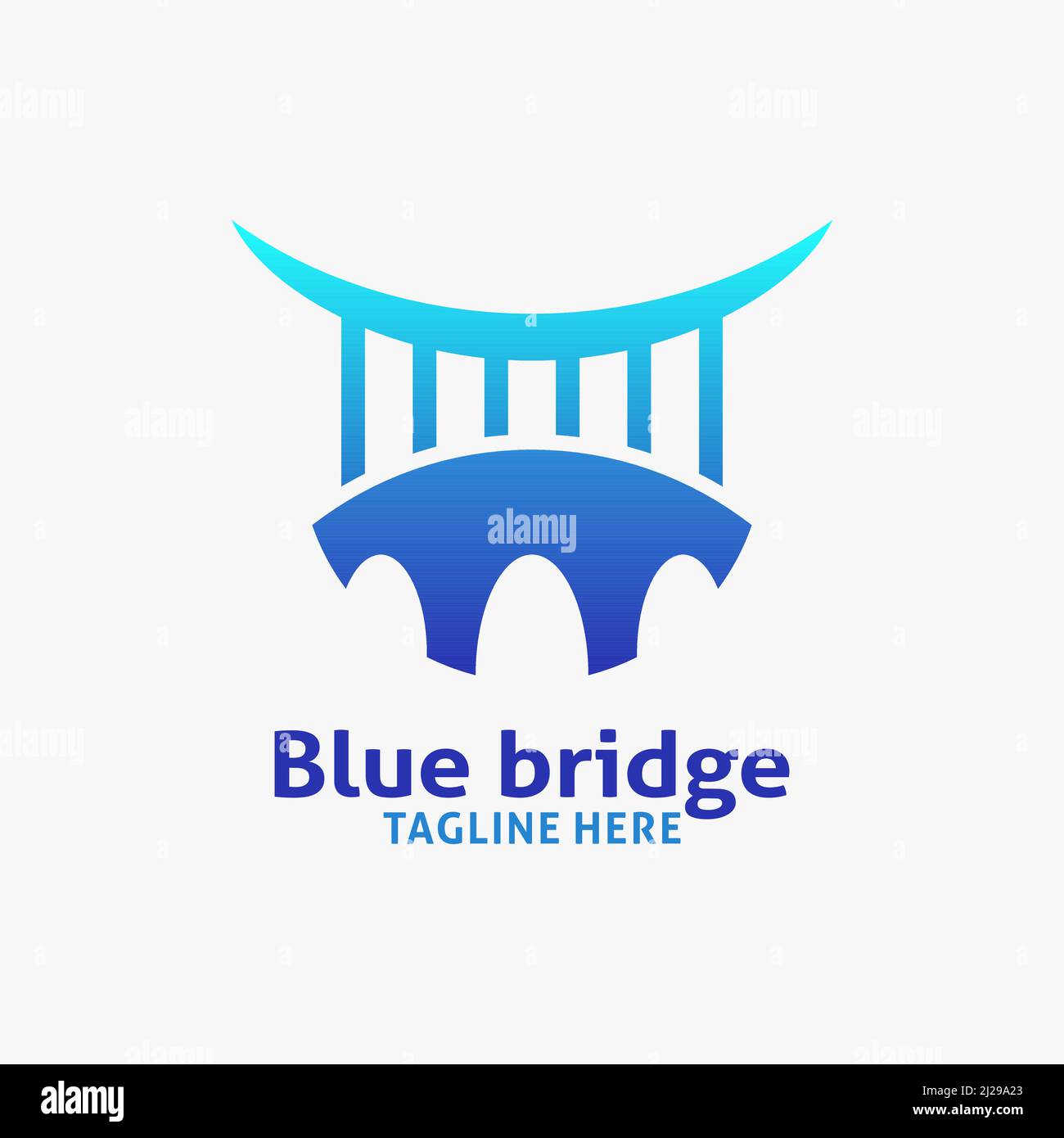 Blue bridge logo design inspiration Stock Vector