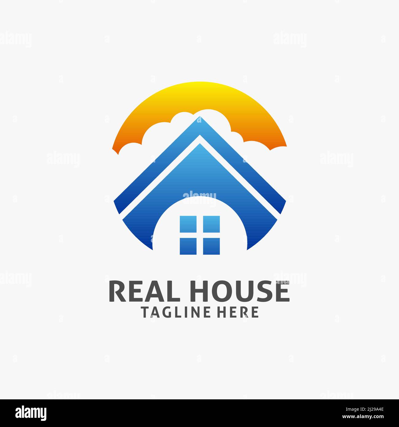 Circle house logo design with cloud element Stock Vector
