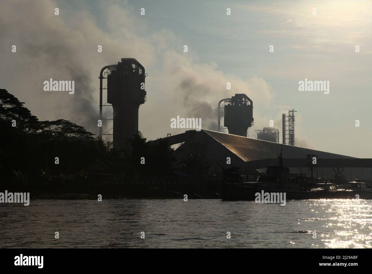 Pupuk Sriwidjaja (Pusri), a major, state-run urea fertilizer producer of Indonesia, located on the bank of river Musi in Palembang, South Sumatra, Indonesia. Stock Photo