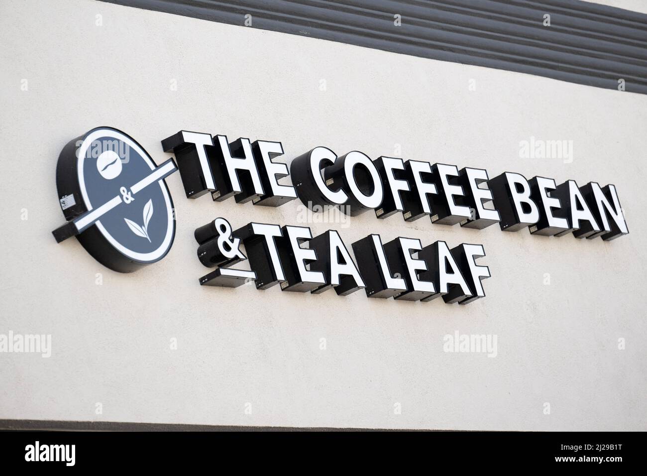 A shop sign of the Coffee Bean & Tea Leaf, on March 28 2022 in Los