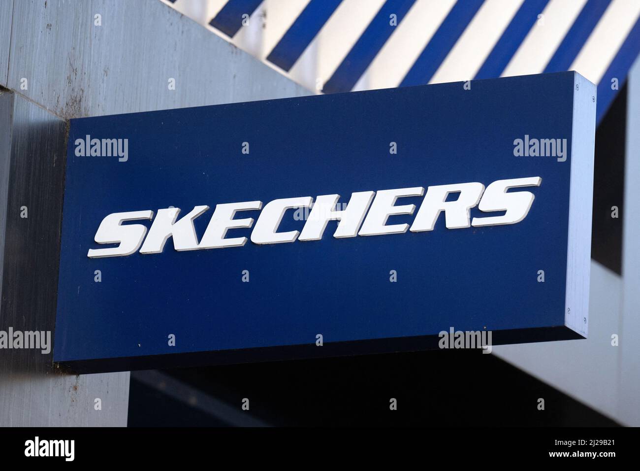 A shop sign of SKECHERS, on March 28 2022 in Los Angeles CA, USA. Photo by  David Niviere/ABACAPRESS.COM Stock Photo - Alamy