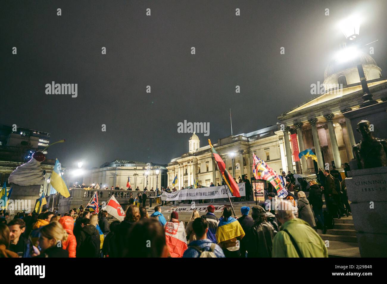 Trafalgar Square, London | UK - 2022.03.10: Ukrainian People Protest ...